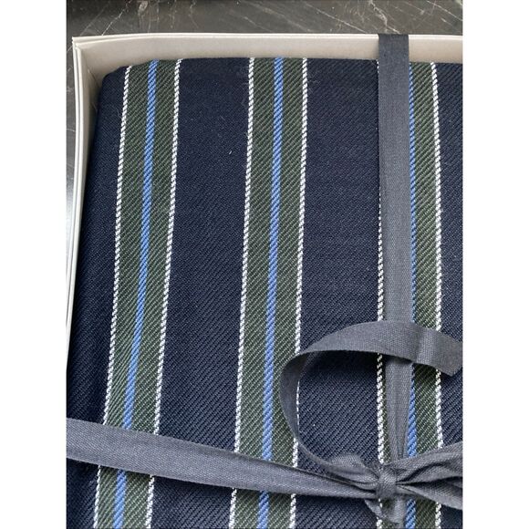 Trussardi Casa Throw Wool Blend Made In Italy 55x69” Blue, White & Green Stripes - Picture 3 of 6